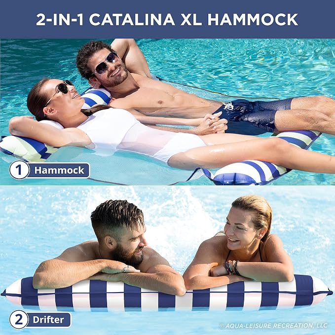 Aqua 2-in-1 Catalina XL Pool Float & Water Hammock – 1-2 Person, Non-Stick PVC - Image 2