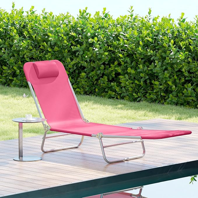 Outsunny Folding Chaise Lounge Chair, Pool Sun Tanning Chair, Outdoor Lounge - Image 9