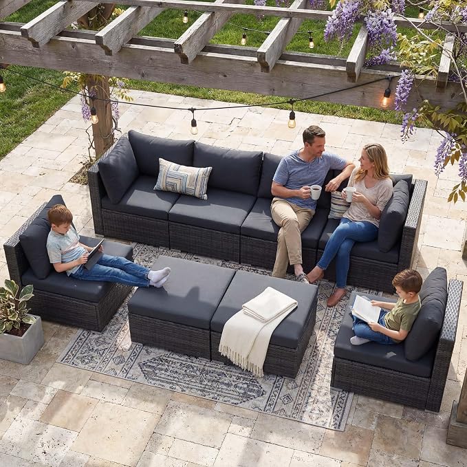 NICESOUL 8 Seater Modern Luxury Outdoor Furniture Set, Extra Large PE Wicker - Image 2