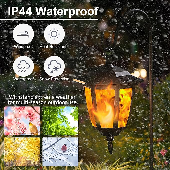 Dynaming 6 Pack Solar Flame Hanging Lights Outdoor, Halloween Solar Flickering - Image 4