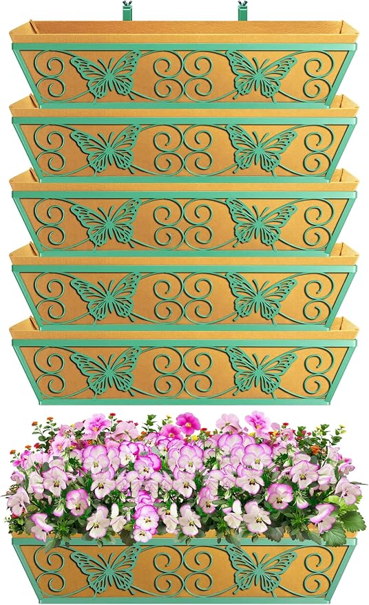 6 Pack 24 Inch Window Boxes Planters Railing Planter Box - Image 5