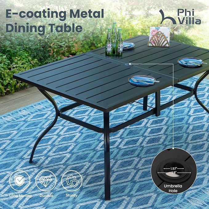 PHI VILLA Patio Dining Set for 6, Swivel Dining Chairs - Image 6