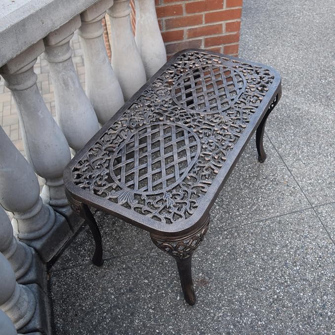 Oakland Living Mississippi Cast Aluminum Cocktail Table, 35-Inch by 18-Inch - Image 3