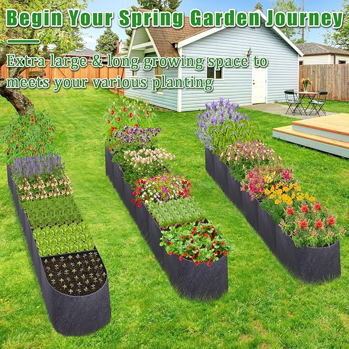 POILKMNI 12x2x1ft Oval Fabric Raised Garden Bed - Image 8