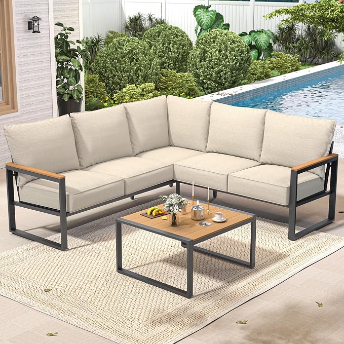 Metal Patio Furniture Set, 6 Pieces Outdoor Sectional Sofa Set - Image 8