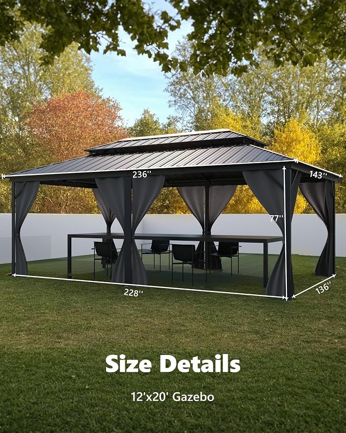 GarveeLife Hardtop Gazebo 12 ft x20 ft - Image 2
