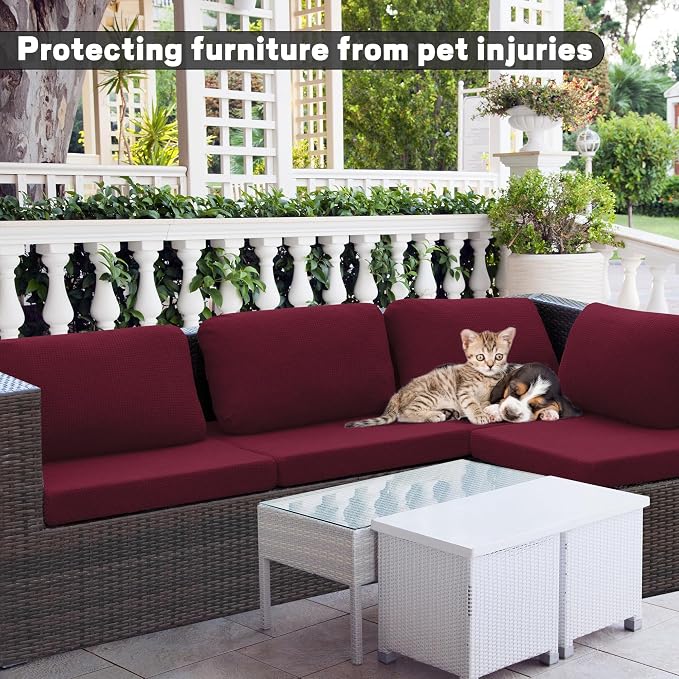8Pcs Outdoor Cushion Covers, Patio Cushion Covers, Stretch Elastic Slipcovers - Image 3
