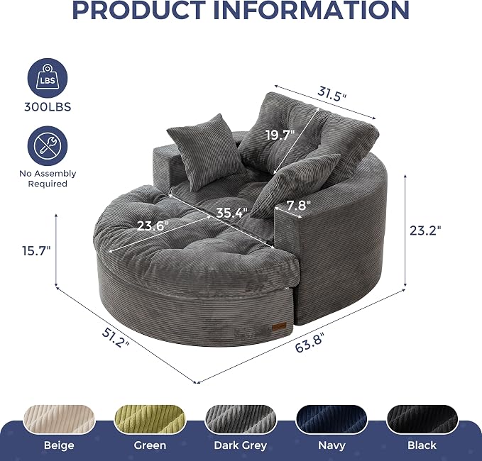 MAXYOYO Modular Sectional Chaise Lounge Sofa, Round Upholstered Lounge Chair - Image 2