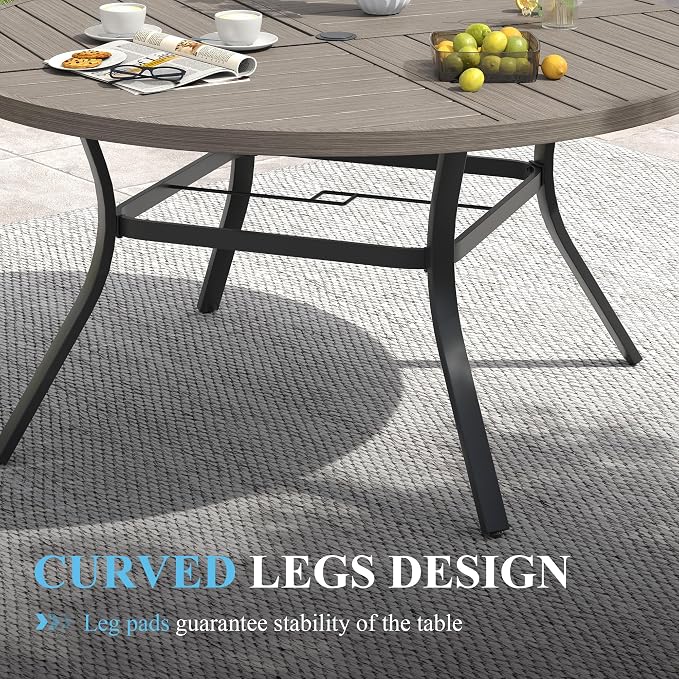 VICLLAX Patio Table and Chair Set of 8, All Weather Metal Round Outdoor Dining - Image 6