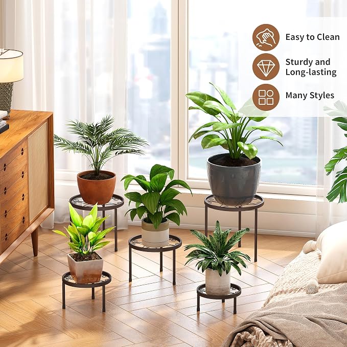 Plant Stand Indoor Outdoor 5 Pack Heavy Duty Metal Stand Multiple Plants - Image 4