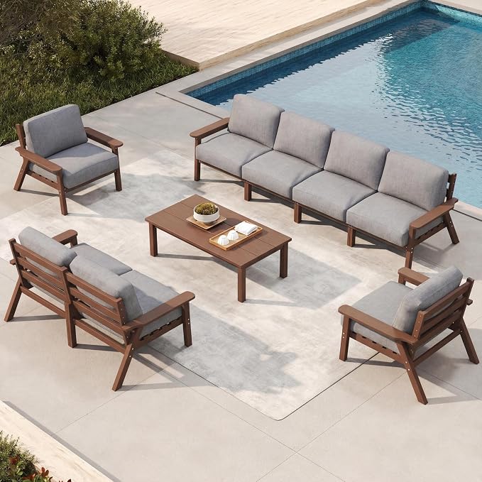Patio Furniture Set 8 Seats, HDPE Outdoor Sectional by PatioKingdom