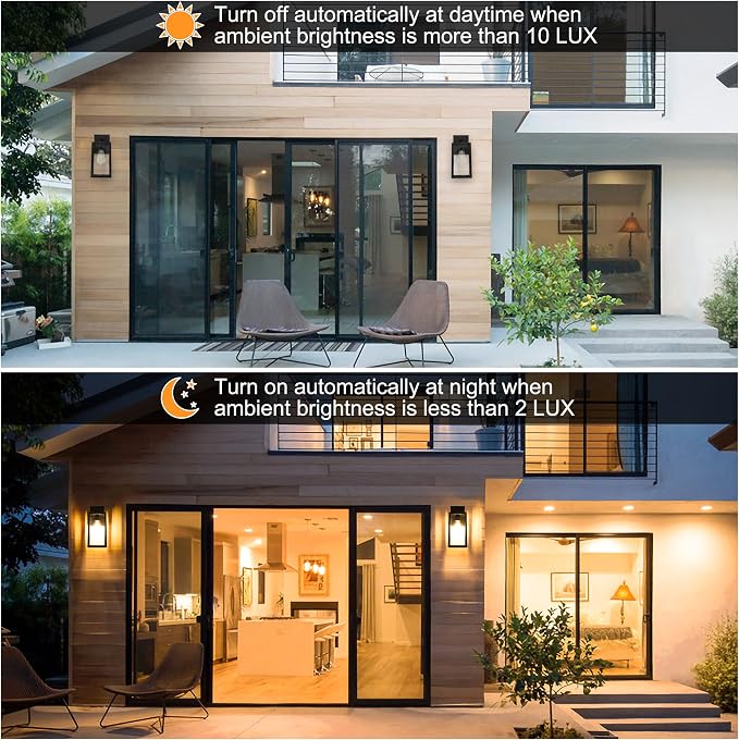 SHINE HAI Dusk to Dawn Sensor Outdoor Wall Sconce, Extra Large Exterior Lantern - Image 4