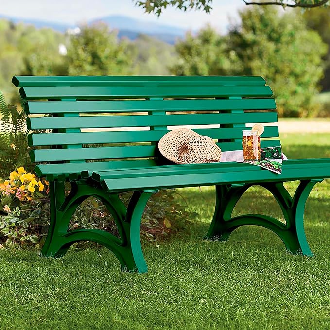 Plow & Hearth Weatherproof German PVC Outdoor Bench | 3-Seat | Holds Up to 500 - Image 2