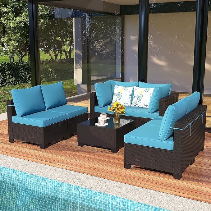 Outdoor Wicker Patio Furniture Set, Rattan Sectional Sofa Set - Image 6