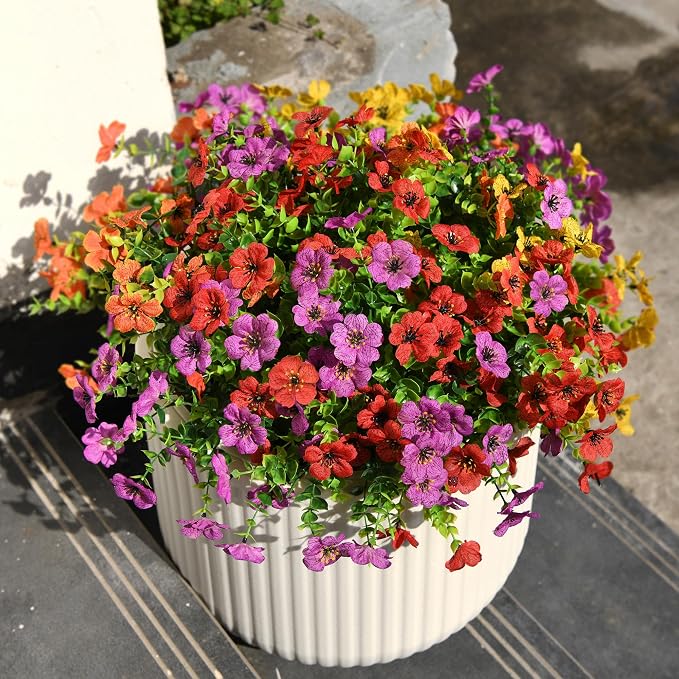 Artificial Flowers Faux Plants Outdoor Fake Flowers Spring Decor, 12 Bundles - Image 9