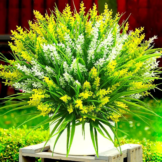 Artificial Plants Outdoor, Lavender Artificial Flowers Plastic Fake Faux - Image 8