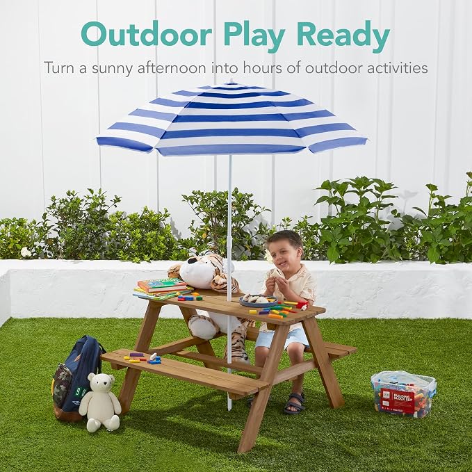 Best Choice Products Wooden Kids Picnic Table - Image 4