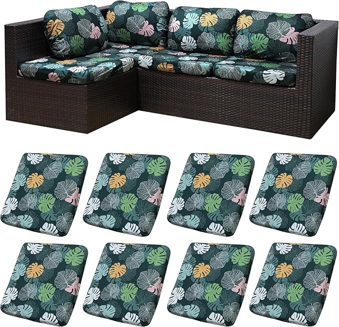 8Pcs Patio Cushion Covers, Outdoor Cushions Covers, Stretch Cushion Covers by Unknown