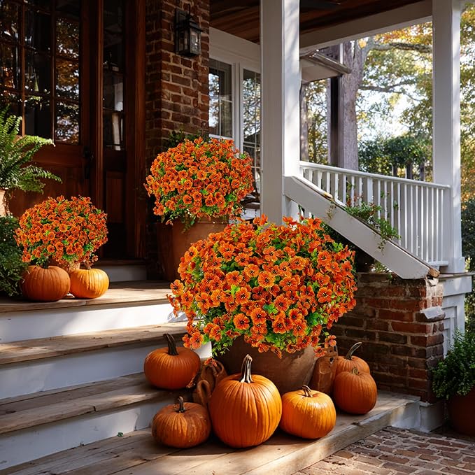 Artificial Fall Flowers Outdoor Fake Mums - Image 5