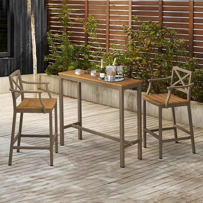 Outdoor Bar Stools Set of 2, 26 Inch All Weather HDPS Patio Counter Height - Image 5