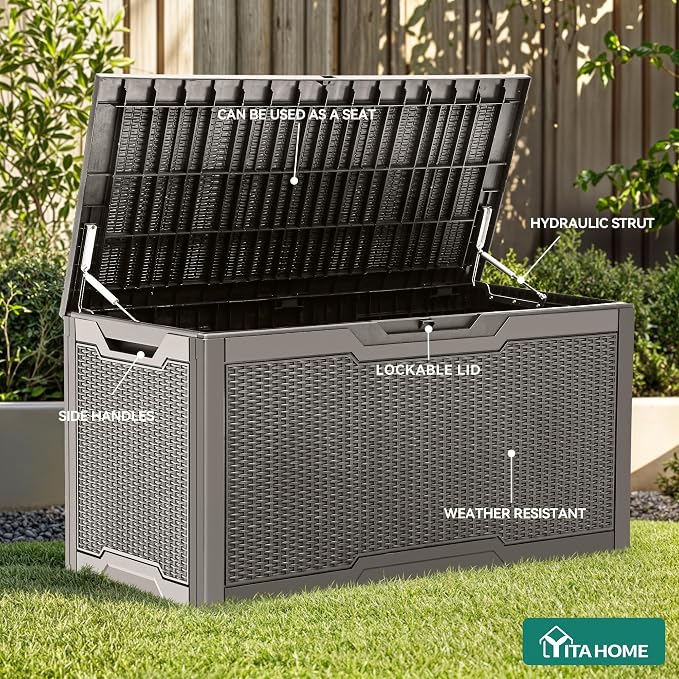 YITAHOME 100 Gallon Outdoor Storage Box, Large Water Resistant Resin Deck Box - Image 5