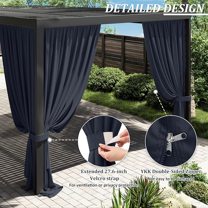 Gazebo Universal Replacement Privacy Curtain, 4-Panels Sidewall Curtains - Image 4