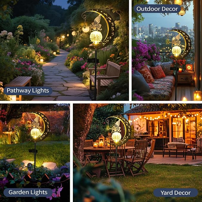 Moon Solar Lights Outdoor Waterproof Metal Fairy Moon Solar Lanterns - Image 5