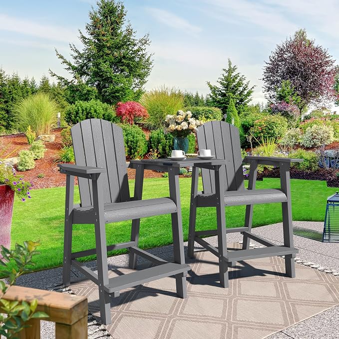 DWVO 25" Tall Adirondack Chair Set of 2, Poly Bar Height Balcony Chairs - Image 7