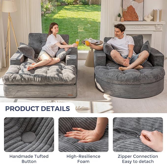 MAXYOYO Modular Sectional Chaise Lounge Sofa, 2 Sets Upholstered Lounge Chair - Image 5