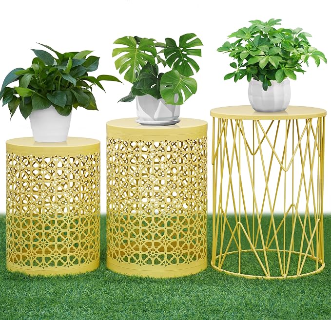 HFHOME Set of 3 Heavy-Duty Round End Table, Side Table, Coffee Table - Image 6