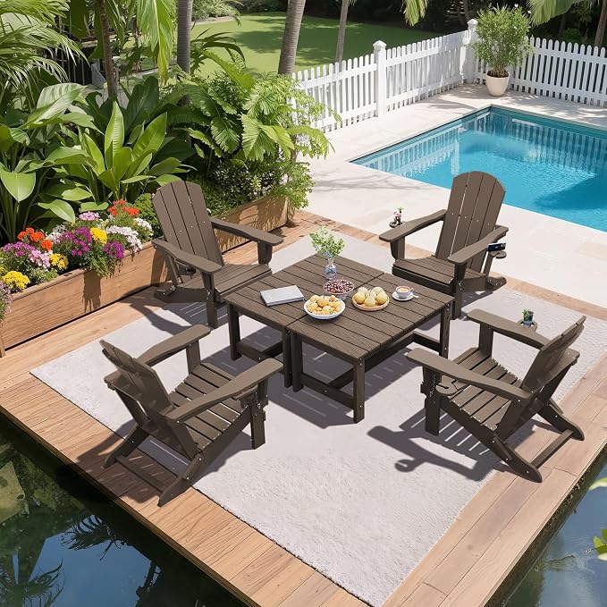 SERWALL HDPE Patio Coffee Table, Rectangle Outdoor Coffee Table, All Weather - Image 12