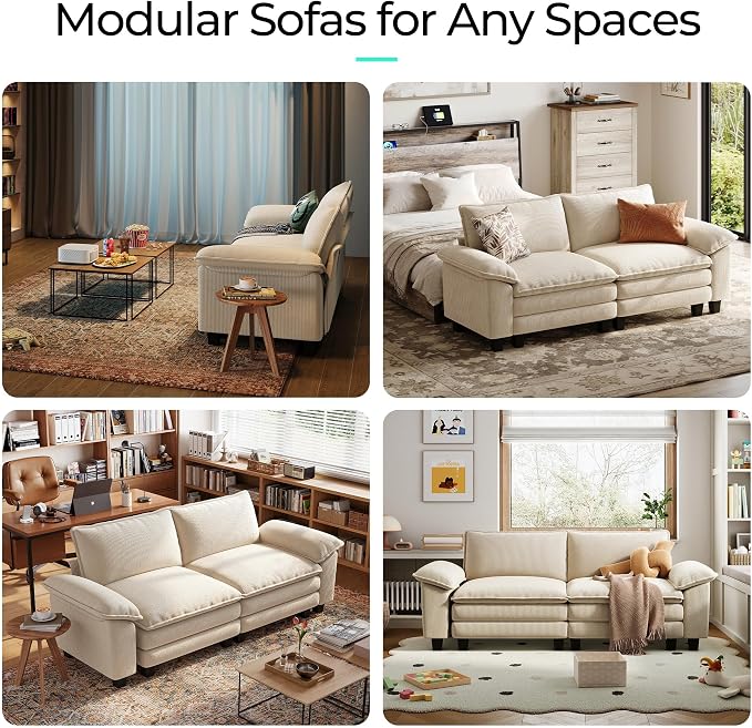 LINSY HOME 90'' Cloud Loveseat Sofa, Modular Sectional Couches Corduroy Cloud - Image 7