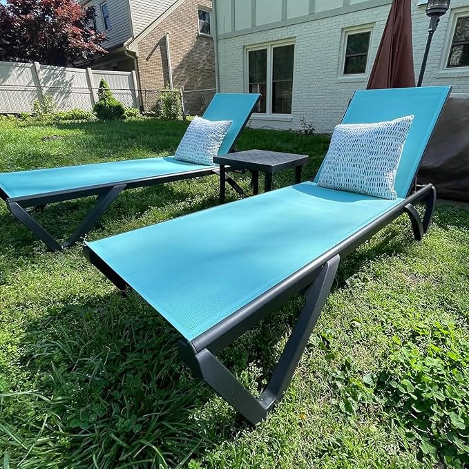Domi Pool Lounge Chairs Set of 2, Aluminum Adjustable Outdoor Chaise Lounge - Image 8