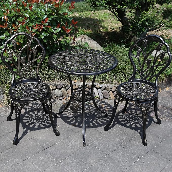 JARDIN DE CENTENNIAL Patio Bistro Set.Rust-Resistant Cast Aluminum Bistro Table - Image 7