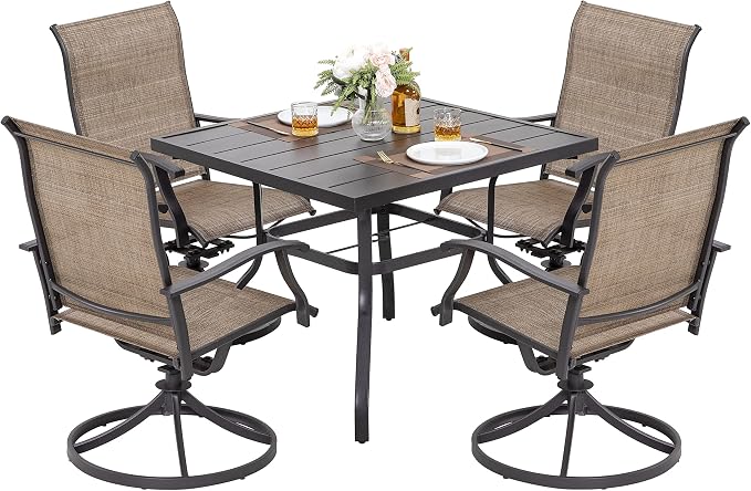 NUU GARDEN 5 Piece Outdoor Dining Set, Iron Patio Furniture Set by NUUGARDENCORPORATION