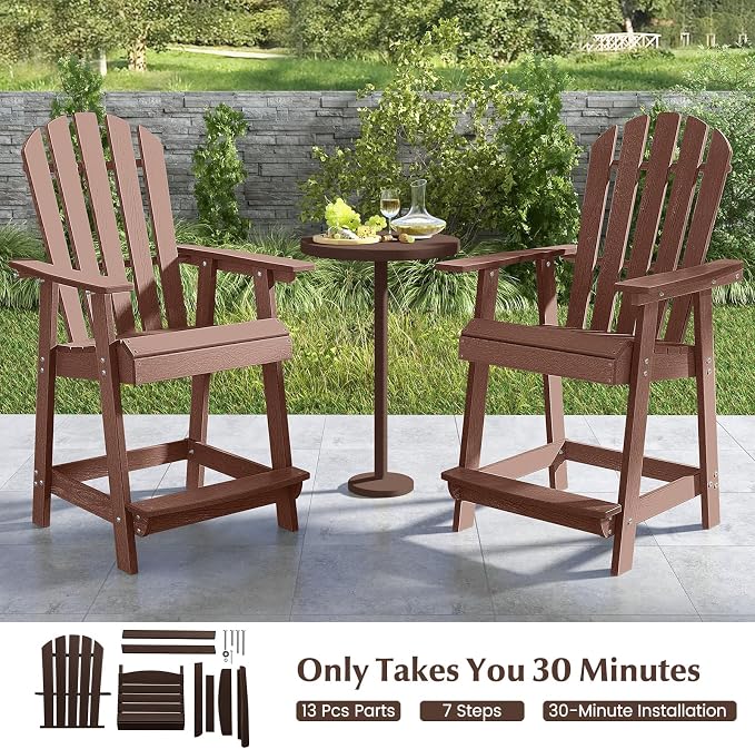 Tangkula Outdoor Bar Stool, HDPE Tall Adirondack Chair - Image 9