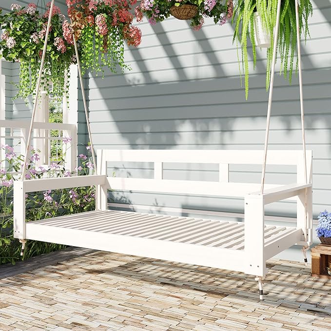 Harper & Bright Designs Patio Wooden Twin Size Porch Swing Daybed Frame by HarperBrightDesigns