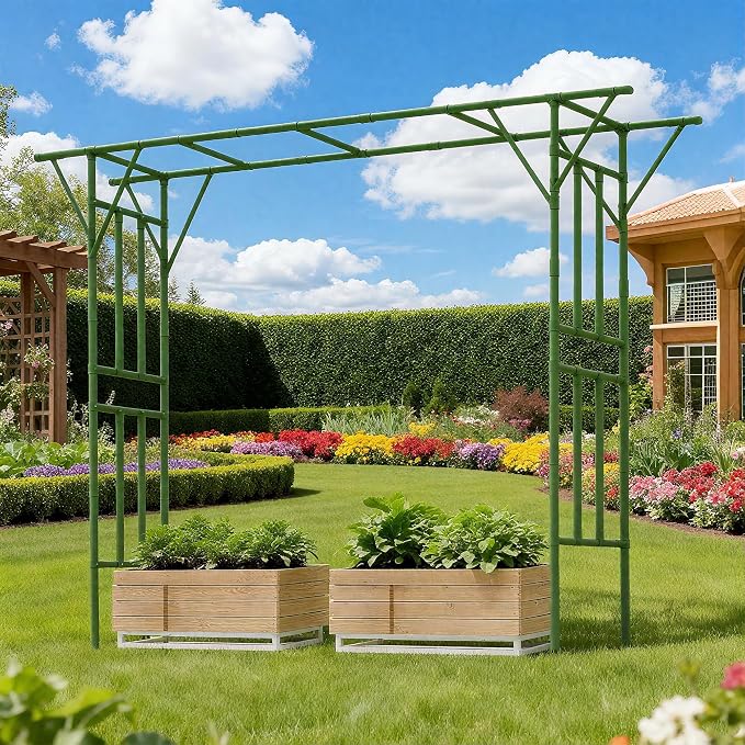 Flat Top Garden Arch Trellis 11FT x 9FT, Super Large Arbor Trellis by OnlyGarden