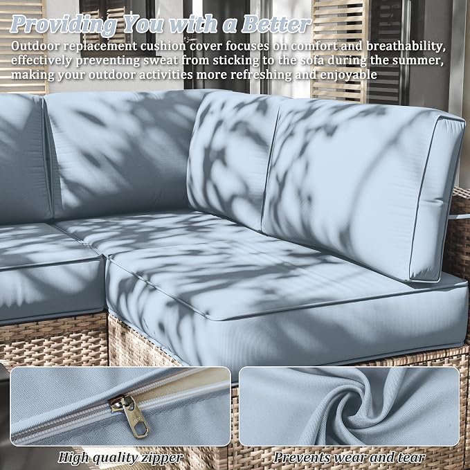 14 Pcs Outdoor Cushion Slipcovers Outdoor Patio Cushion Covers Replacement - Image 3