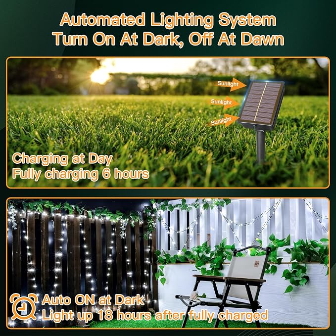2 Pack Solar String Lights Total 480LED 158FT, IP67 Waterproof Solar Lights - Image 3