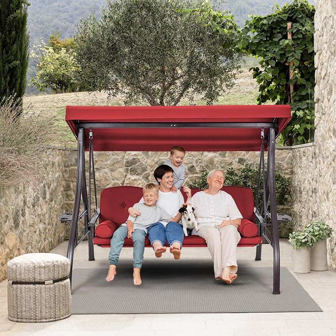 HOMREST 3 Person Outdoor Porch Swing - Image 6