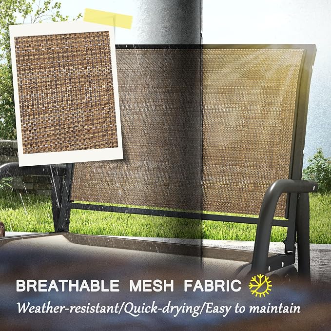 Outsunny Porch Glider Set of 2, Metal Frame Swing Glider Chair - Image 5