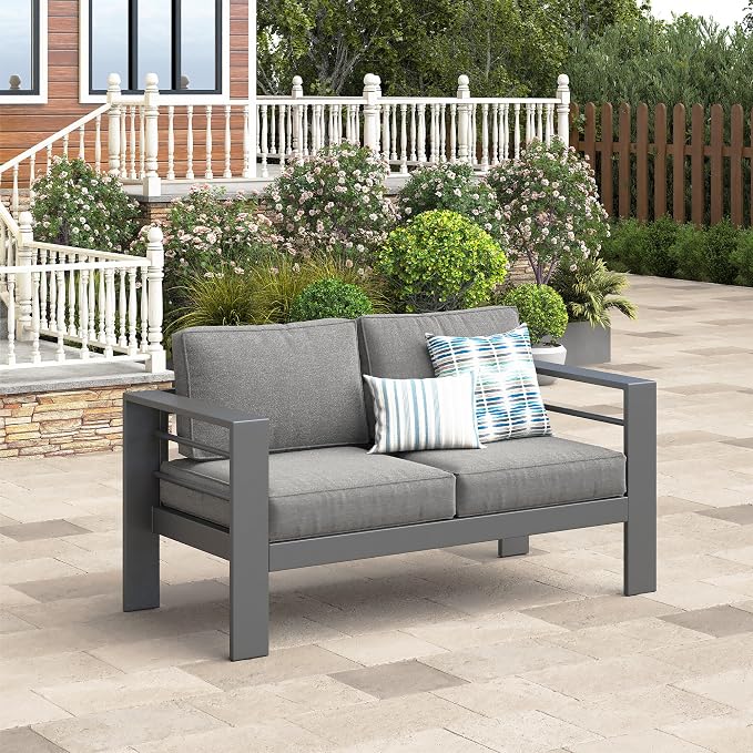 Wisteria Lane Patio Furniture Metal Loveseat, Metal Outdoor Chairs by WisteriaLane