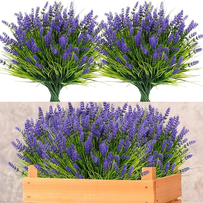 ZINHO 24 Bundles Artificial Flowers Outdoor, Faux Lavender Flowers by ZINHO