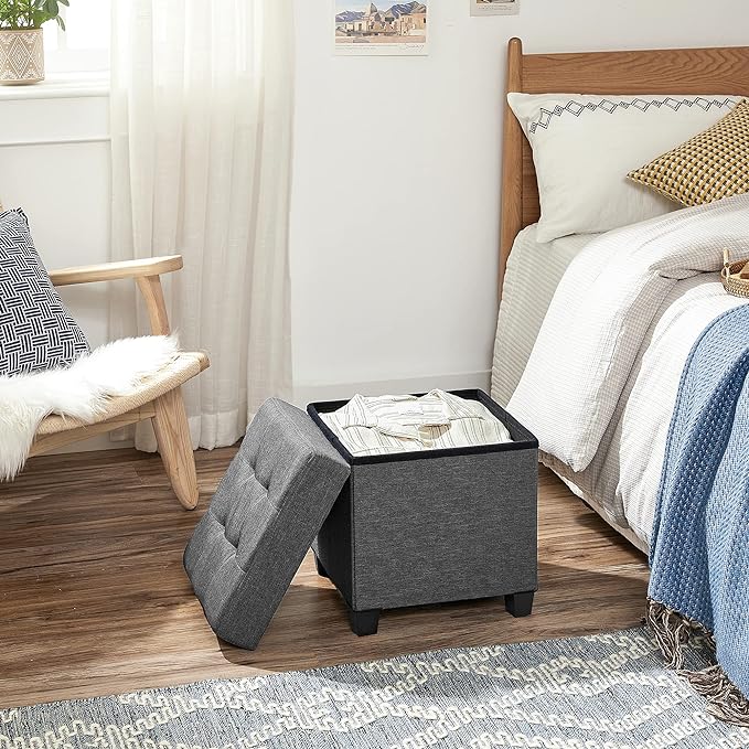 SONGMICS 15 Inches Cube Storage Ottoman, Bedroom Bench - Image 4