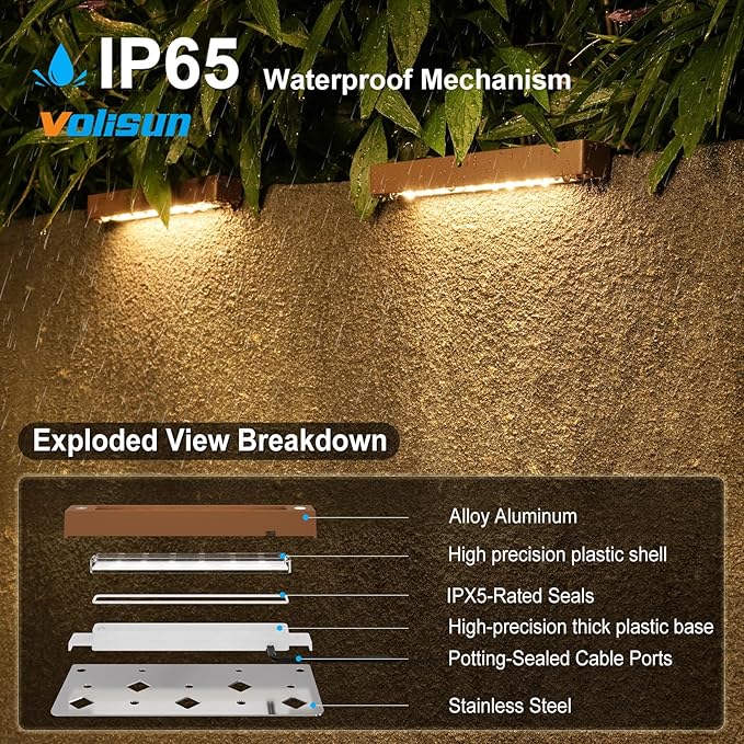 VOLISUN 16 Pack 7 Inch Retaining Wall Lights, Waterproof LED Hardscape Lighting - Image 4