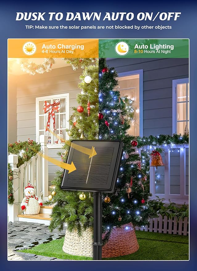 Brightown 2 Pack Solar Christmas String Lights Outdoor, Total 144Ft 400 LED - Image 2