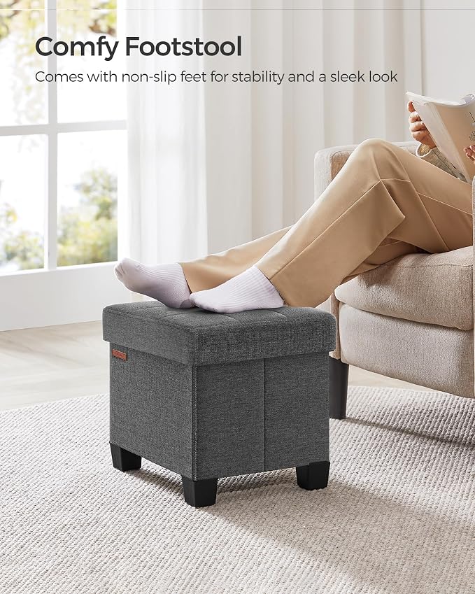 SONGMICS Storage Ottoman, Small Ottoman Foot Rest - Image 5