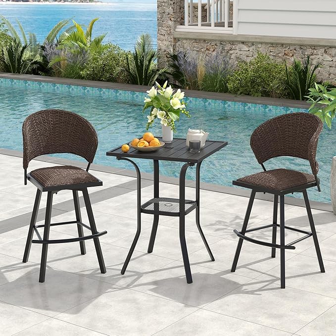 VICLLAX Patio Bar Height Table, Outdoor Square Bistro Table - Image 2