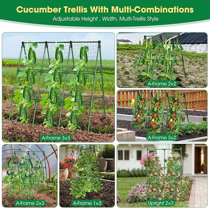 51" x 53" Cucumber Trellis for Raised Bed, A-Frame Garden Trellis for Climbing - Image 6